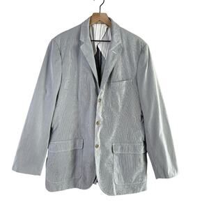 J.Crew Seersucker Clayton‎ Sportcoat 3-Button Blazer Jacket 100% Cotton, Large